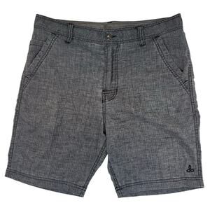 prAna Hemp Blend Stretch Shorts Men’s 32 Gray Sustainable Casual 8” Inseam